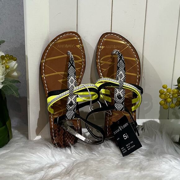 NEW Sam & Libby Kylie Multicolor Stud Strap Ankle Wrap Flat Thong Sandal 5.5 NWT - Picture 4 of 13